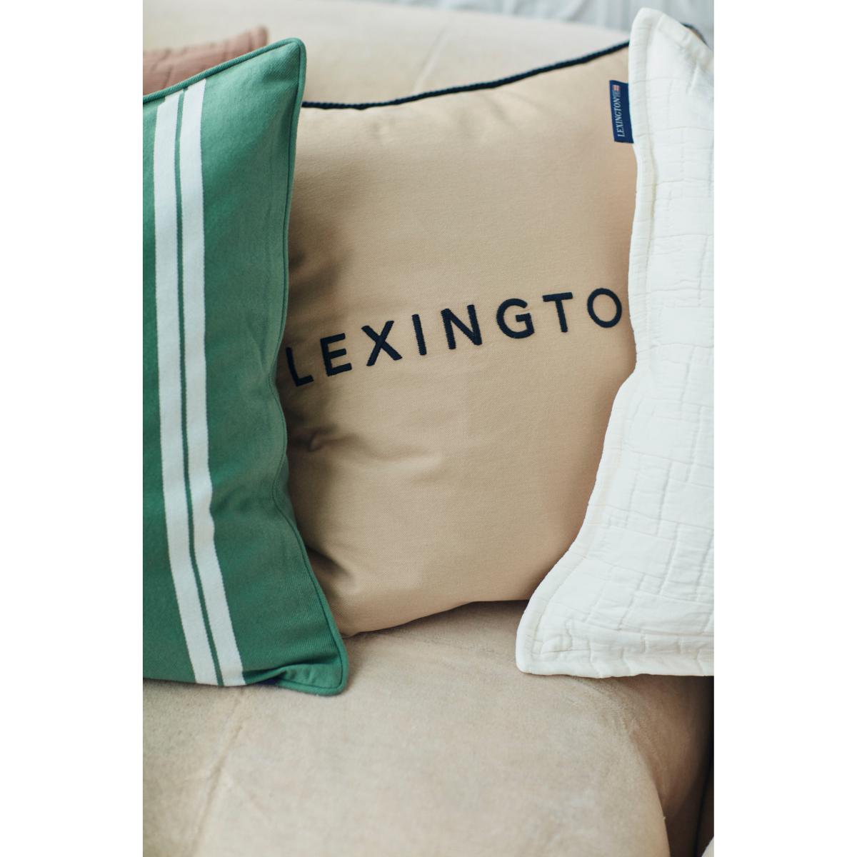 Logo Organic Cotton Twill pillowcase 50x50 cm Beige-dark blue – image 4