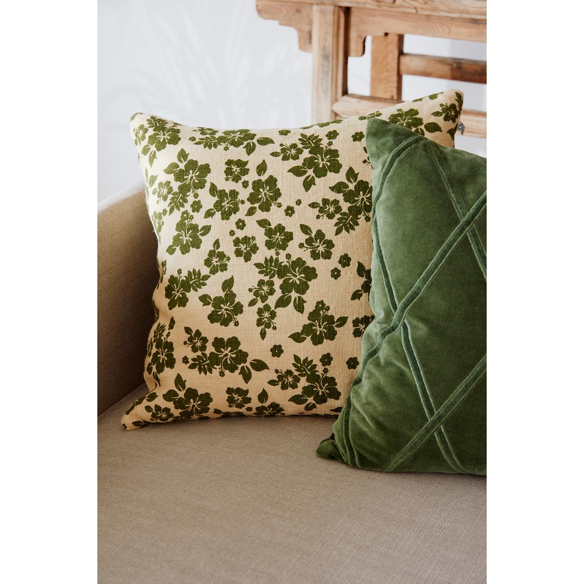 Indu pillowcase 50x50 cm Light beige-cactus green – image 2