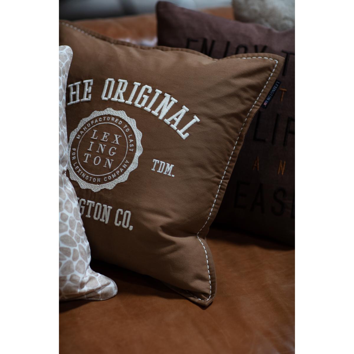 Cotton Twill Logo Message pillowcase 50x50 Dark beige – image 4