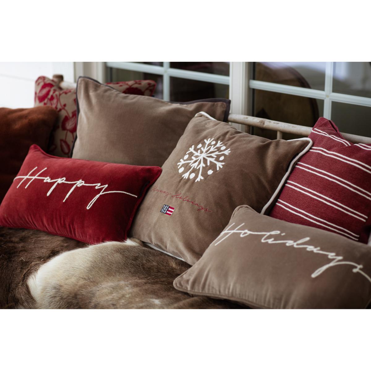 Flower Embroidered Wool Mix pillowcase 50x50 cm Mid brown-multi – image 3