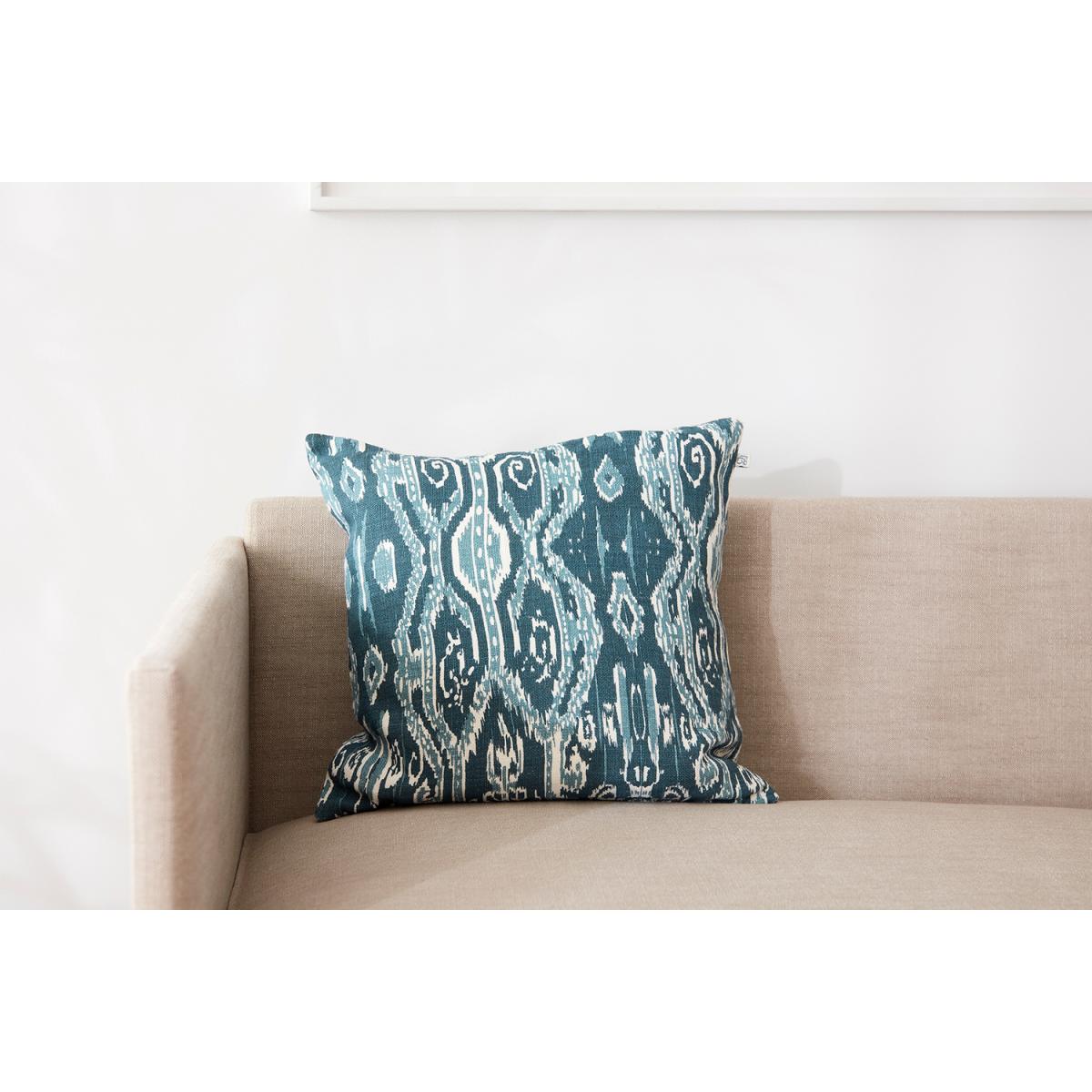 Ikat Madras cushion cover 50x50 cm Palace blue-heaven blue – image 3