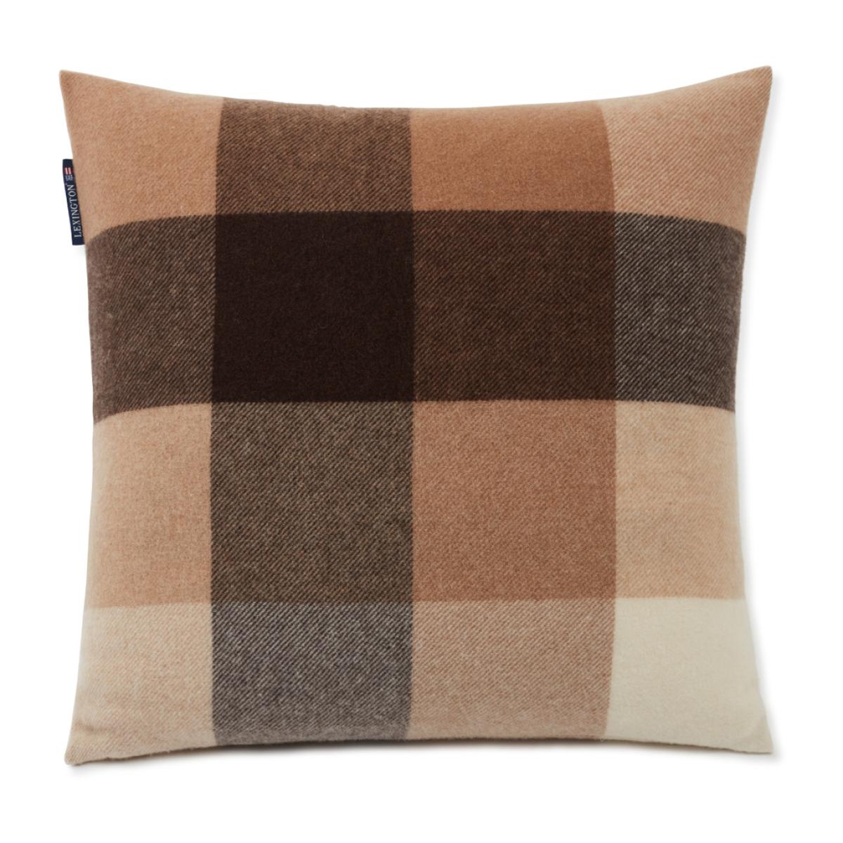 Checked Recycled Wool pillowcase 50x50 cm Beige-dark gray – image 2