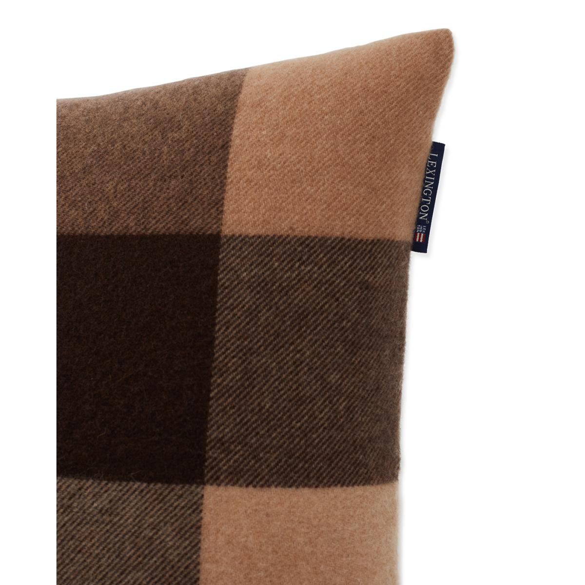 Checked Recycled Wool pillowcase 50x50 cm Beige-dark gray – image 3