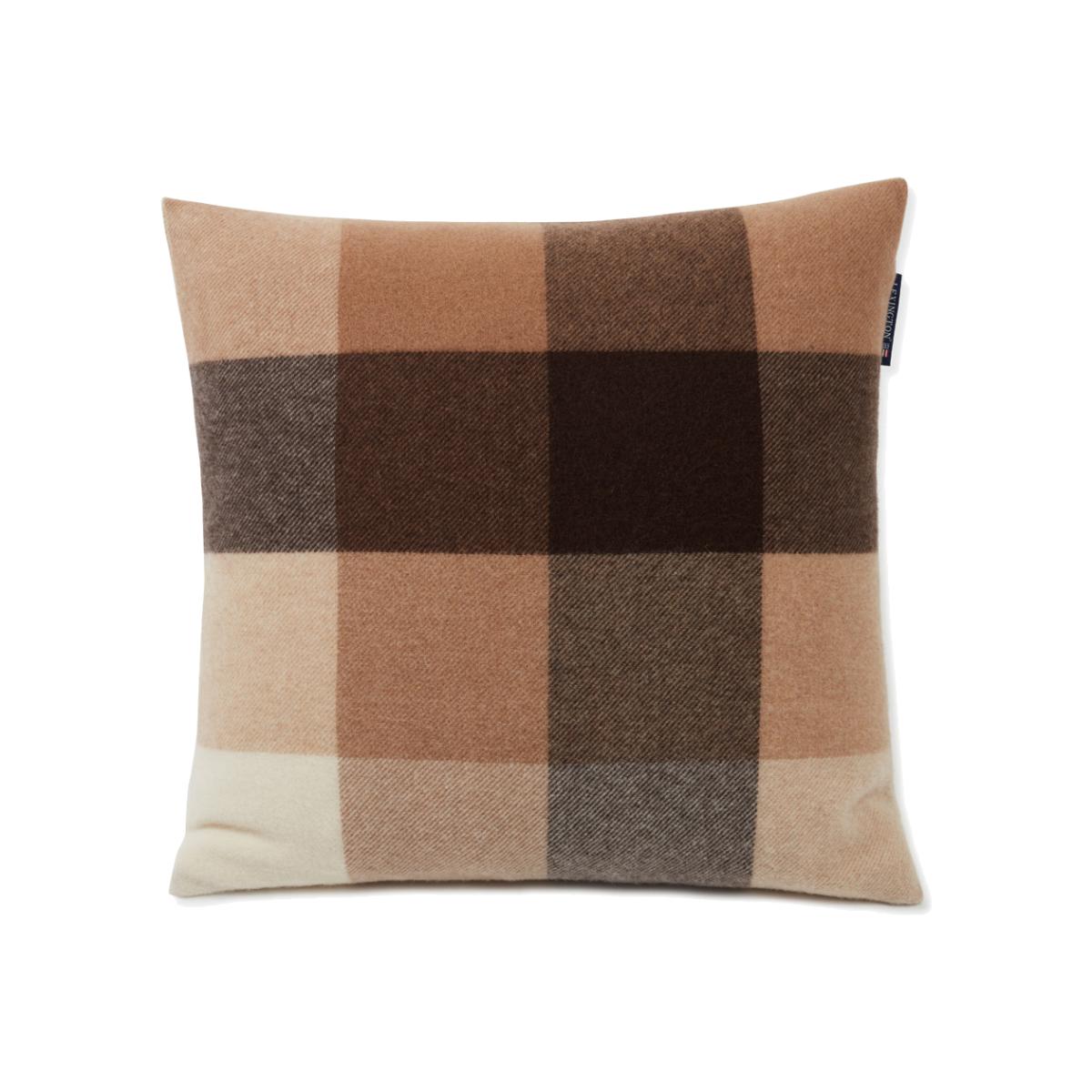 Checked Recycled Wool pillowcase 50x50 cm Beige-dark gray – image 1