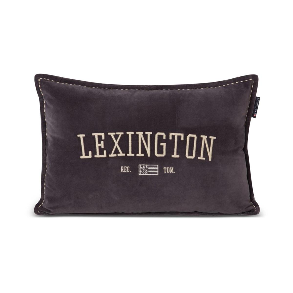Lexington Logo Message Organic Cotton Velvet cushion 40x60 cm Dark grey – image 2