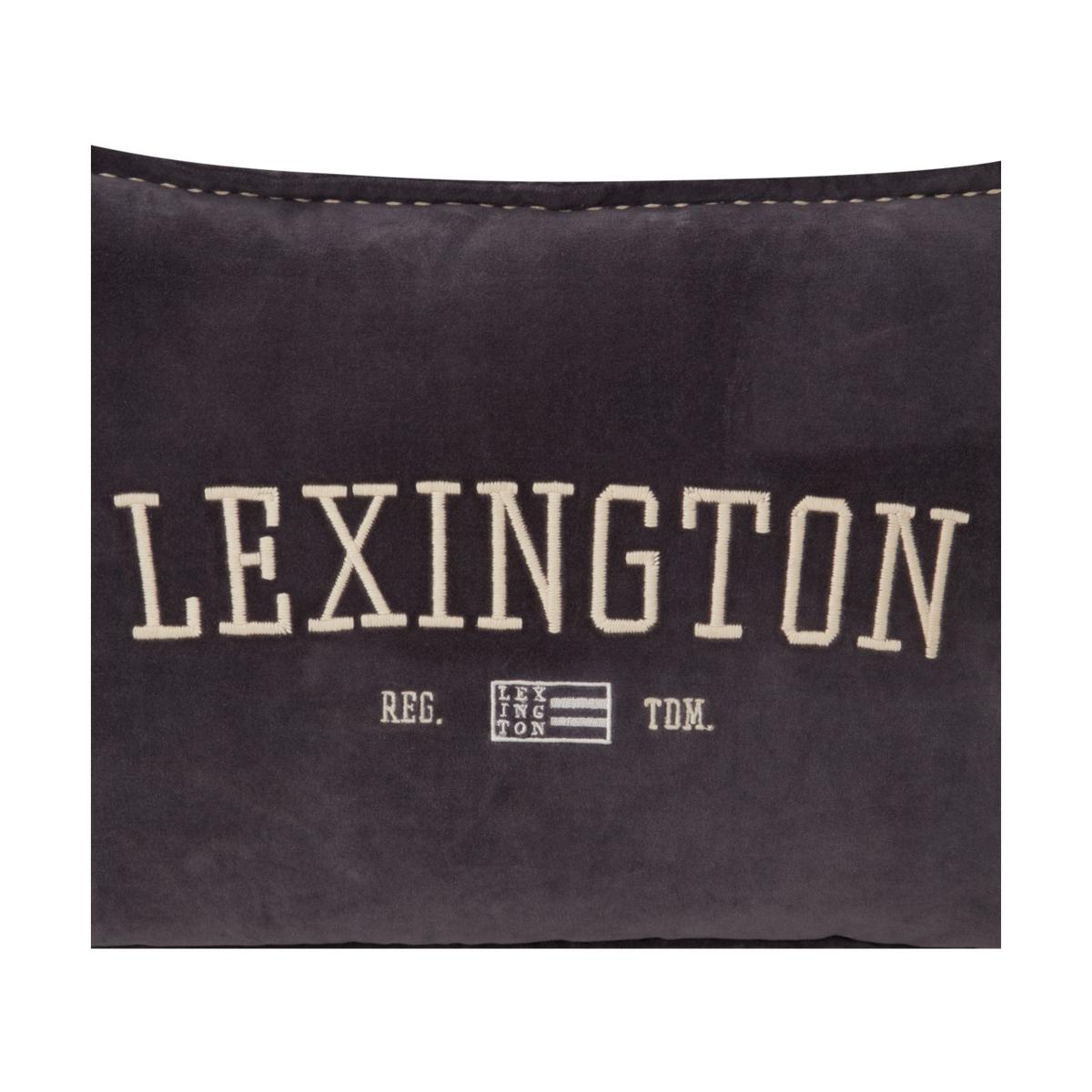 Lexington Logo Message Organic Cotton Velvet cushion 40x60 cm Dark grey – image 3