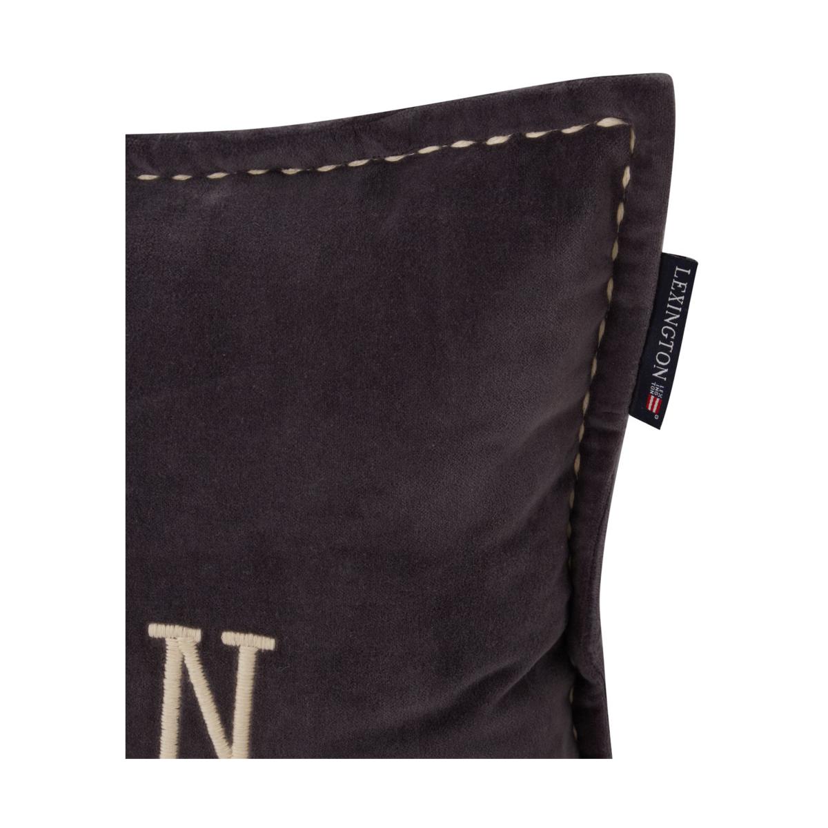 Lexington Logo Message Organic Cotton Velvet cushion 40x60 cm Dark grey – image 4