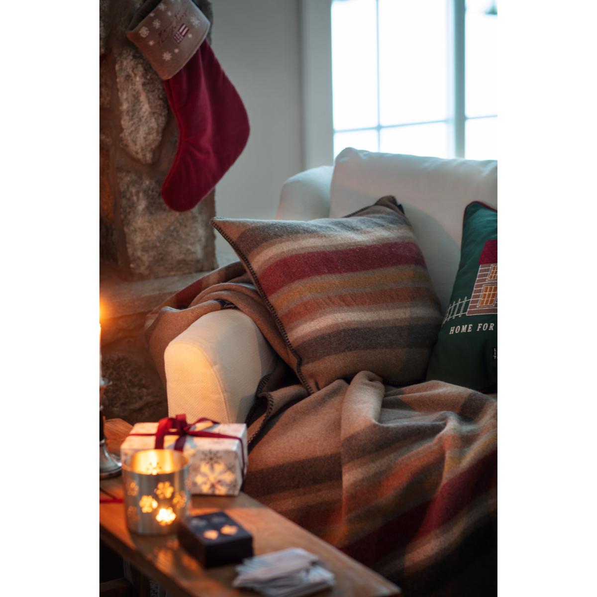 Multi Striped Recycled Wool pillowcase 50x50 cm Mid brown-multi – image 2