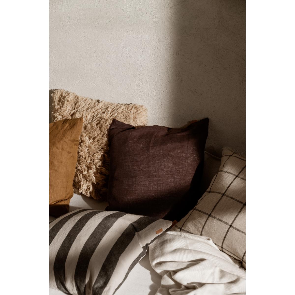 Ferm Living Linen cushion 50x50 cm Chocolate – image 2