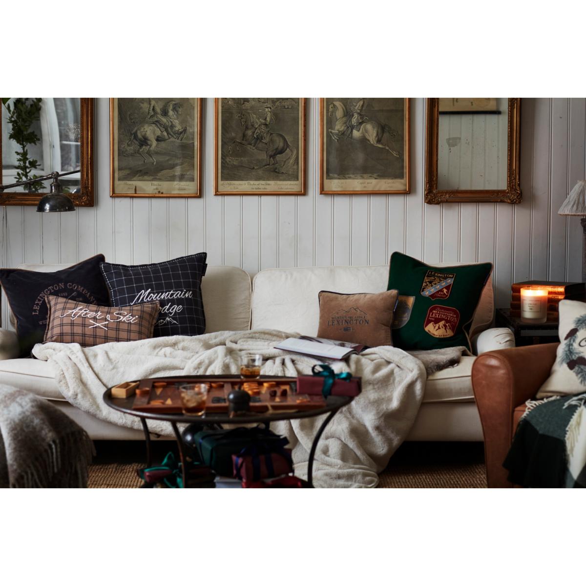 Lexington After Ski Checked Cotton Flannel cushion 30x50 cm Beige-dark grey – image 5