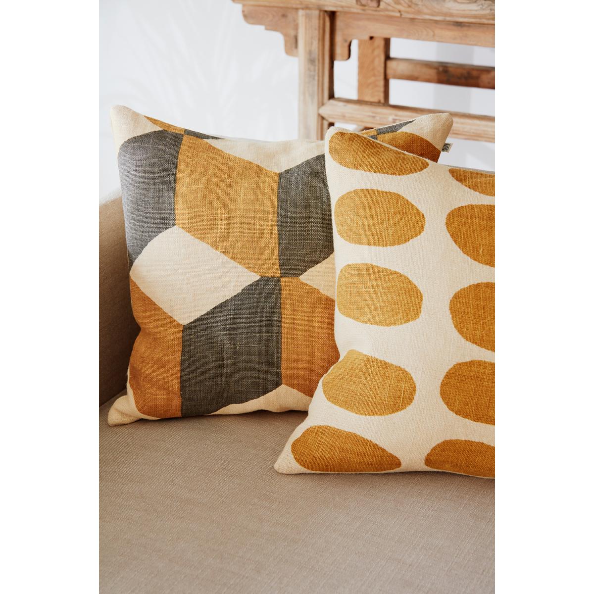 Hawa pillowcase 50x50 cm Light beige-grey-spicy yellow – image 4
