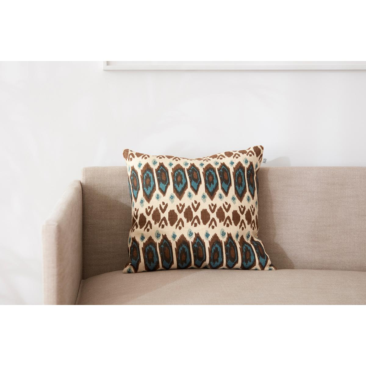 Ikat Bombay pillowcase 50x50 cm Taupe-heaven blue-aqua – image 3
