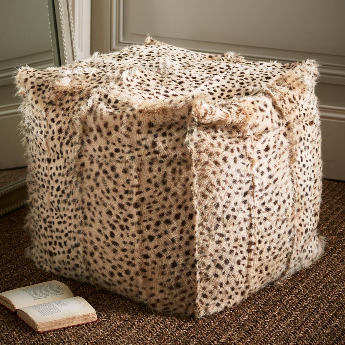 OKA, Chyangra Goat Fur Floor Cushion Large - Cheetah, Floor Cushions, Goat Hair, Cheetah Print – image 2