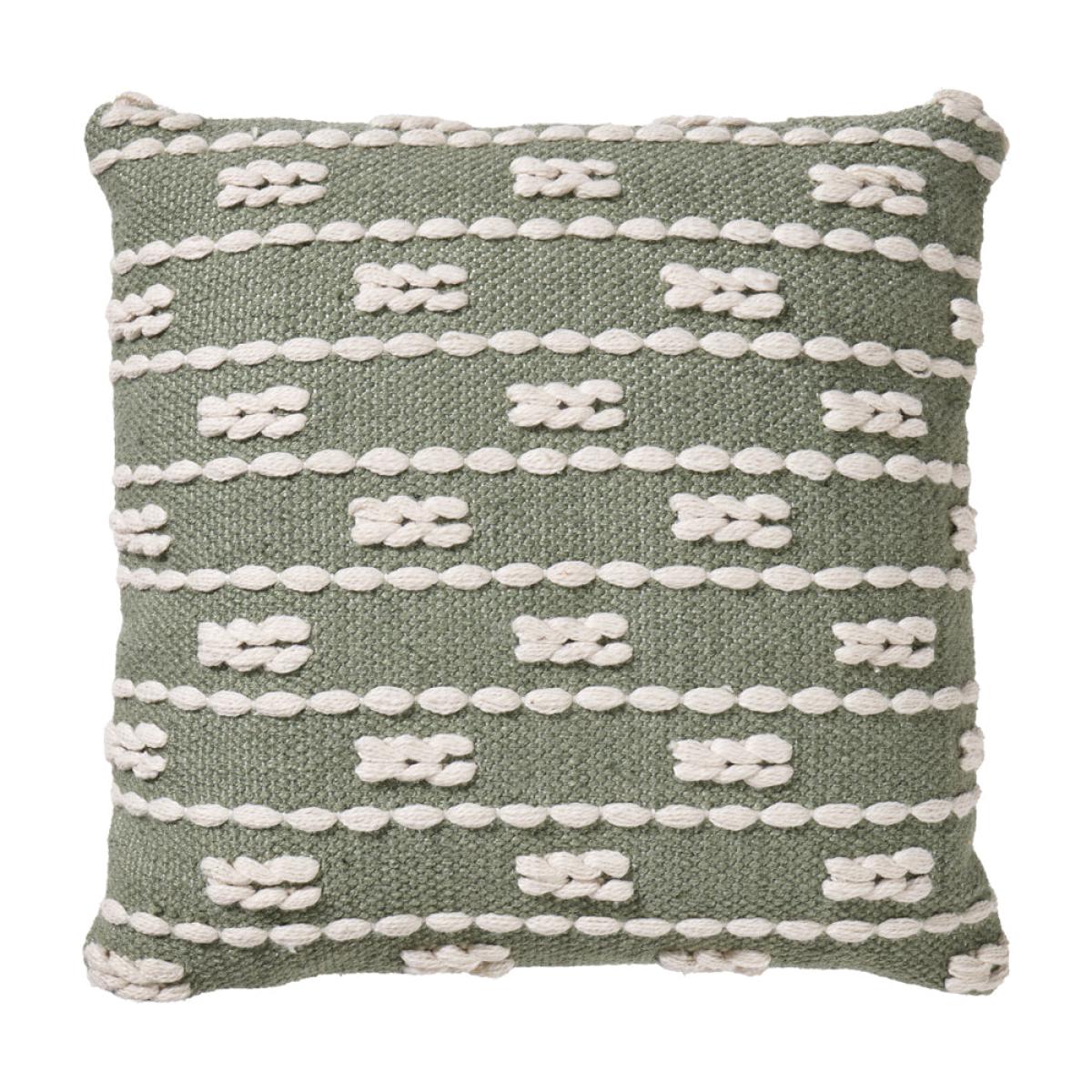 Olivia's Indoor Outdoor Sage and White Braid Design Square Scatter Cushion – image 3