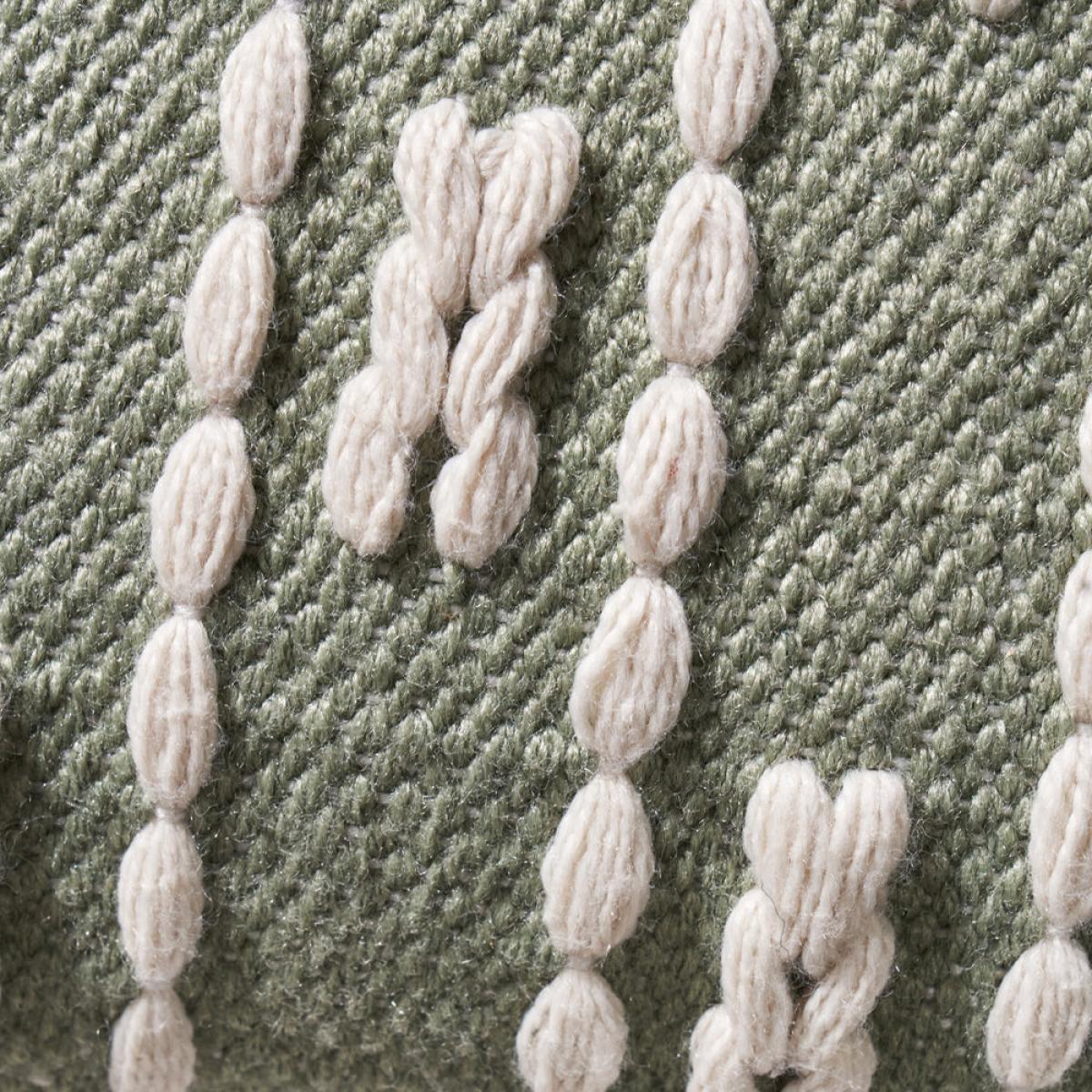 Olivia's Indoor Outdoor Sage and White Braid Design Square Scatter Cushion – image 4
