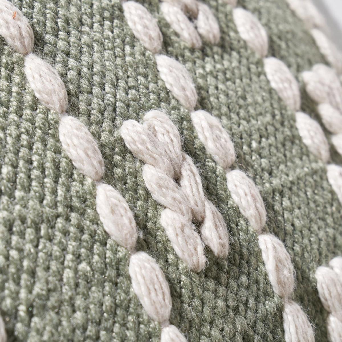 Olivia's Indoor Outdoor Sage and White Braid Design Square Scatter Cushion – image 5