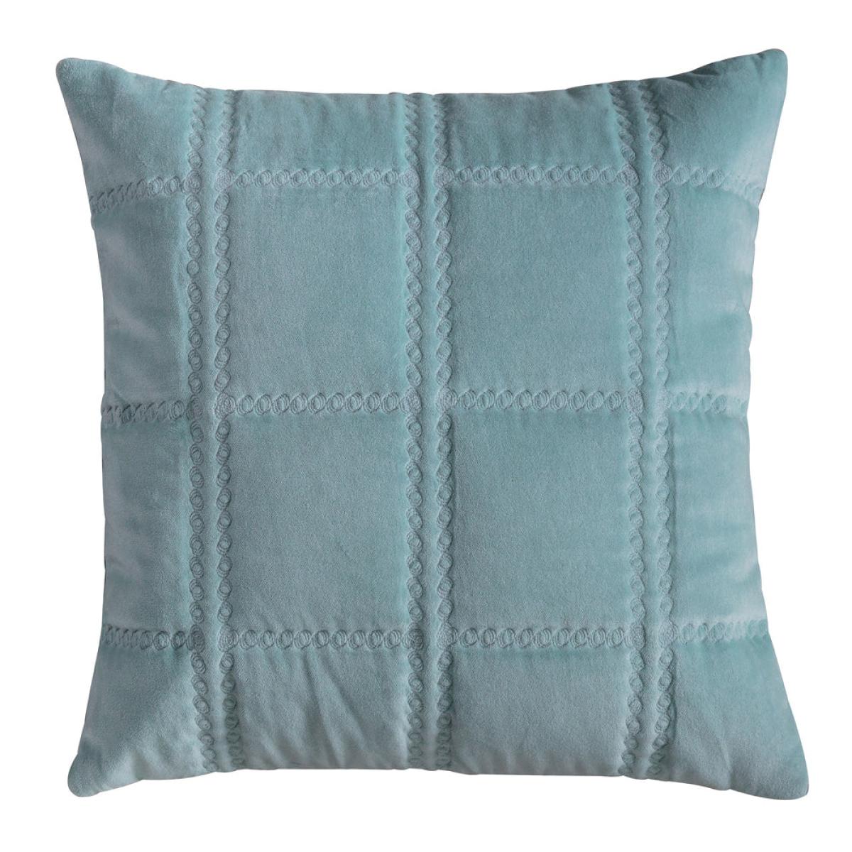 Gallery Interiors Quilted Cotton Velvet Cushion in Duck Egg – image 2