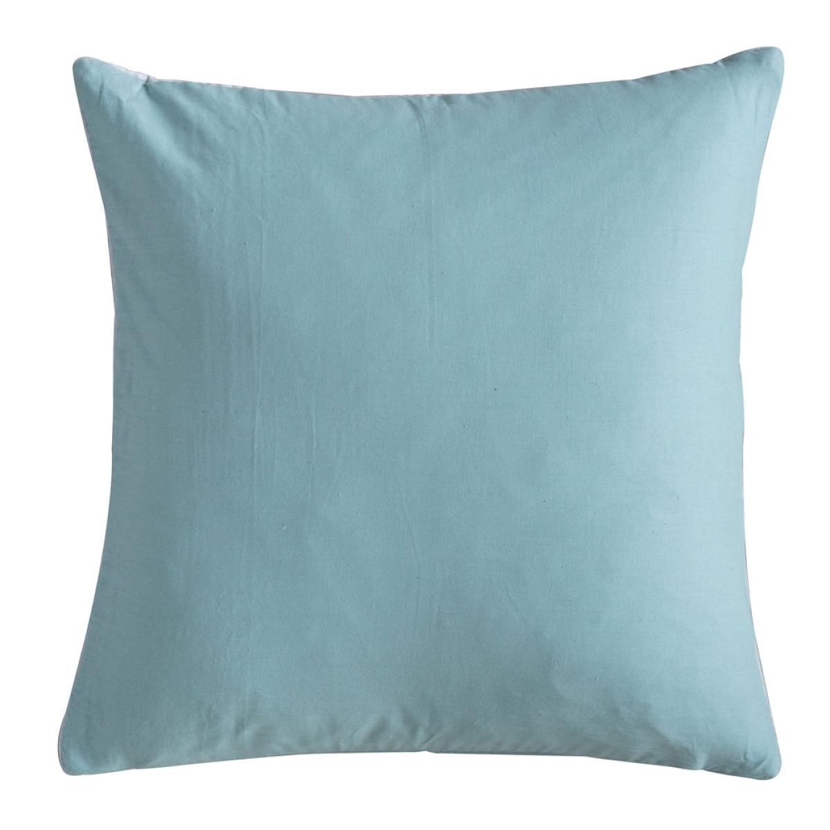 Gallery Interiors Quilted Cotton Velvet Cushion in Duck Egg – image 4