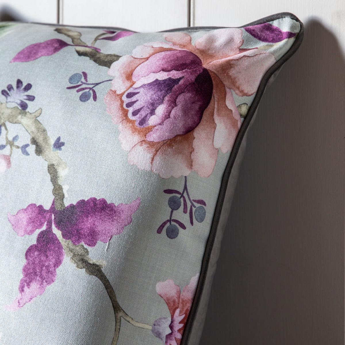 Gallery Interiors Aquino Floral Cushion Steel Grey – image 5