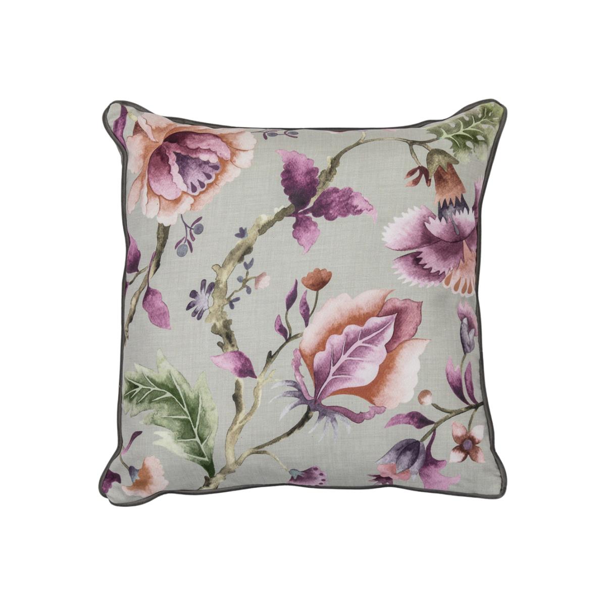 Gallery Interiors Aquino Floral Cushion Steel Grey – image 1