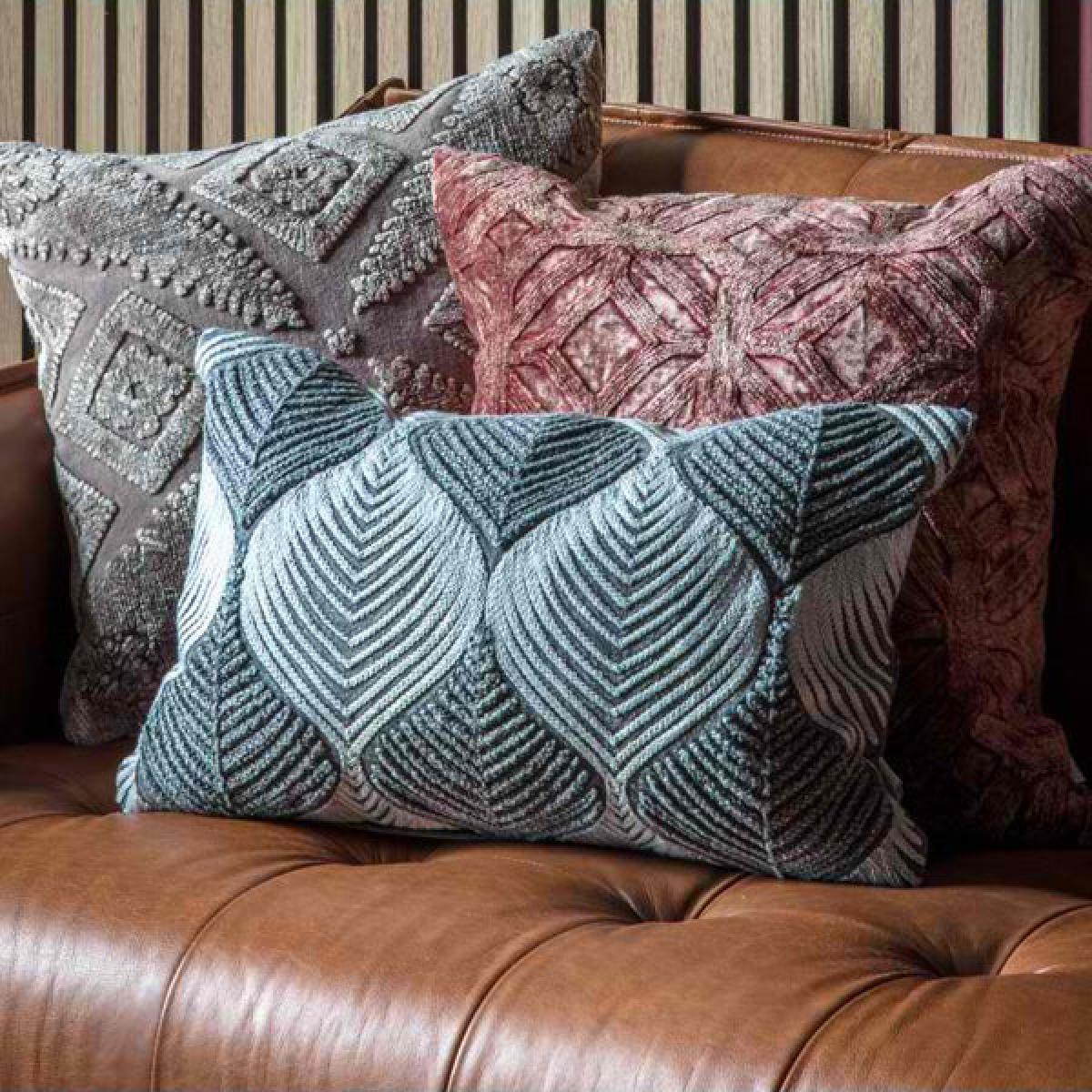 Gallery Direct Wave Tonal Embroidered Cushion – image 2