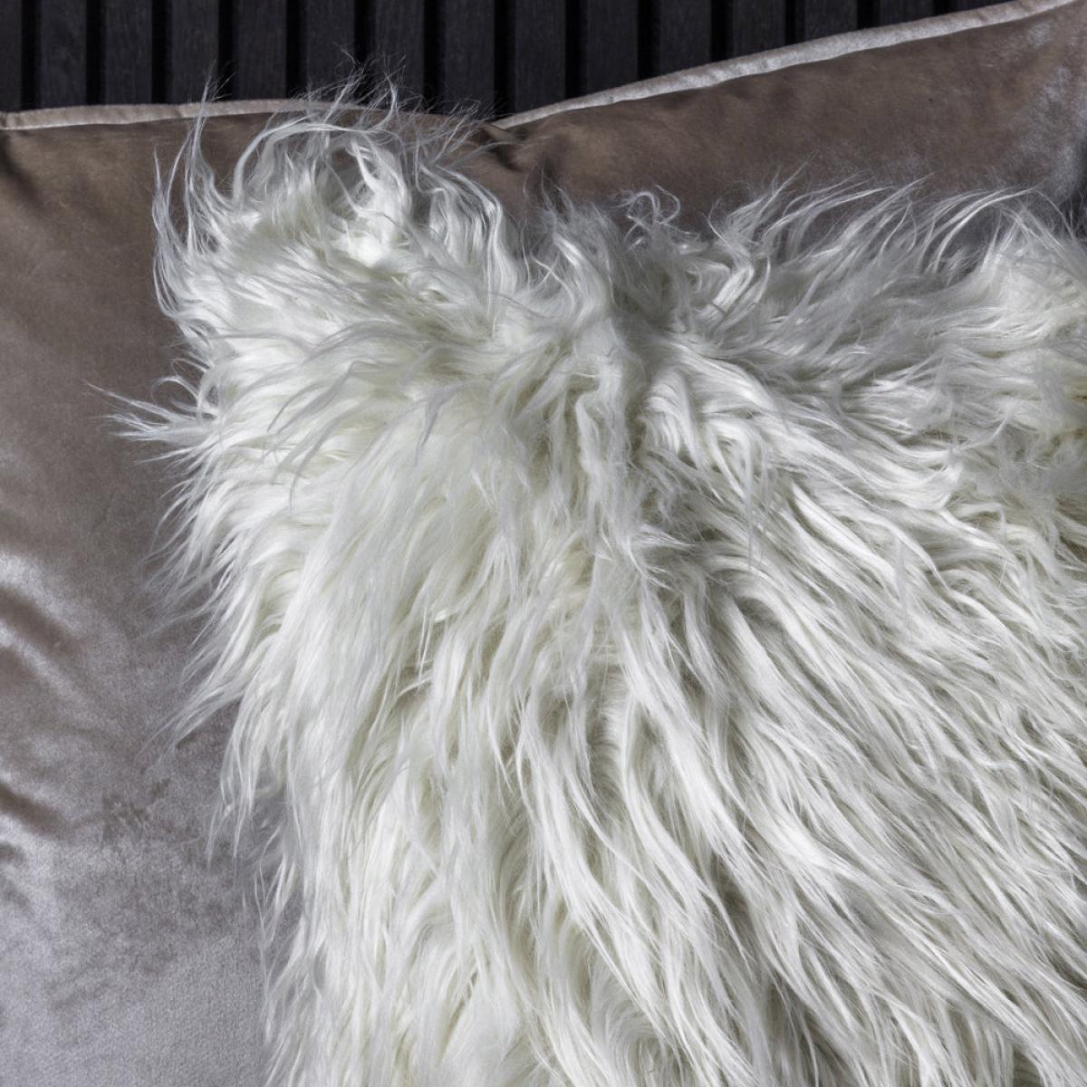 Gallery Interiors Mongolian Faux Cushion in Cream – image 4