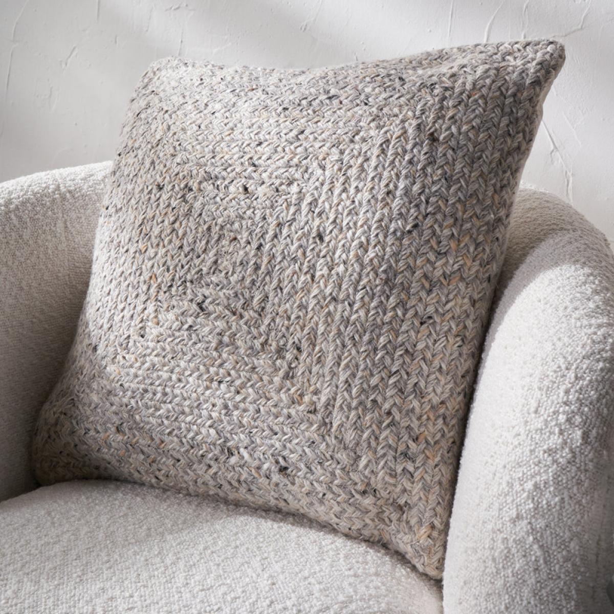 Olivia's Indoor Outdoor Warm Grey Tweed Design Scatter Cushion – image 2