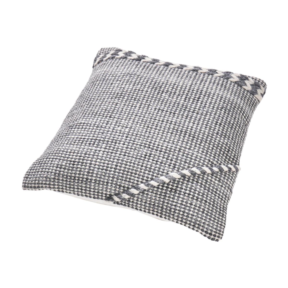 Olivia's Indoor Outdoor Grey and White Plaited Stripe Design Scatter Cushion – image 1