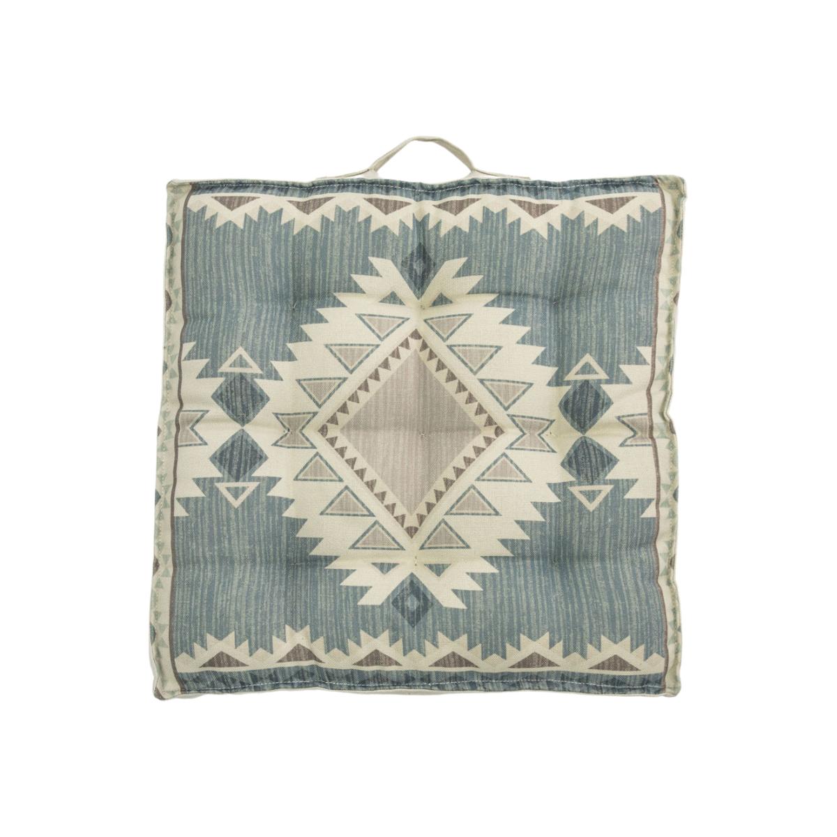 Gallery Interiors Parviz Aztec Printed Floor Cushion Grey