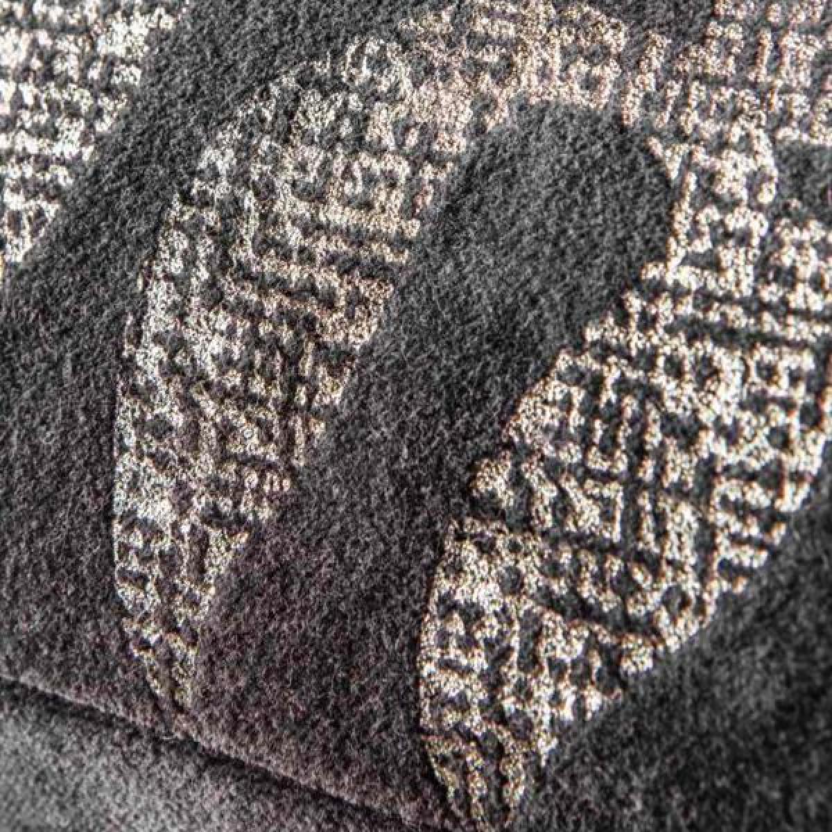 Gallery Interiors Velvet Metallic Leaves Cushion in Grey | Outlet – image 3