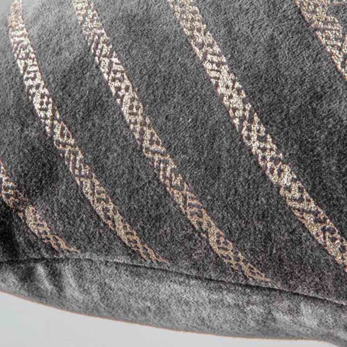Gallery Direct Velvet Linear Geo Cushion in Grey – image 2
