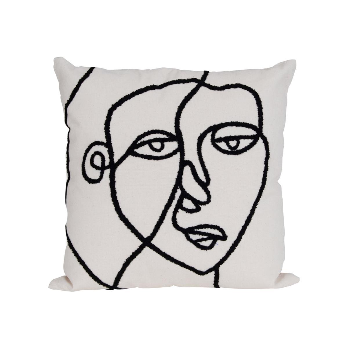 Libra Linework Face Embroidered Cushion – image 1