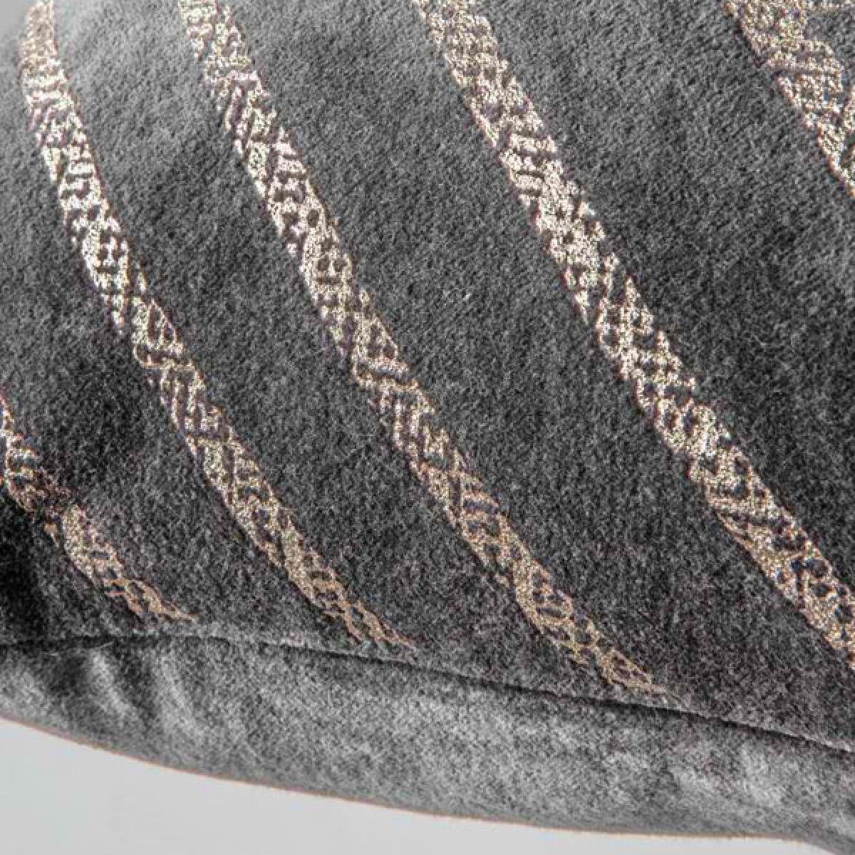Gallery Interiors Velvet Linear Geo Cushion in Grey | Outlet – image 3