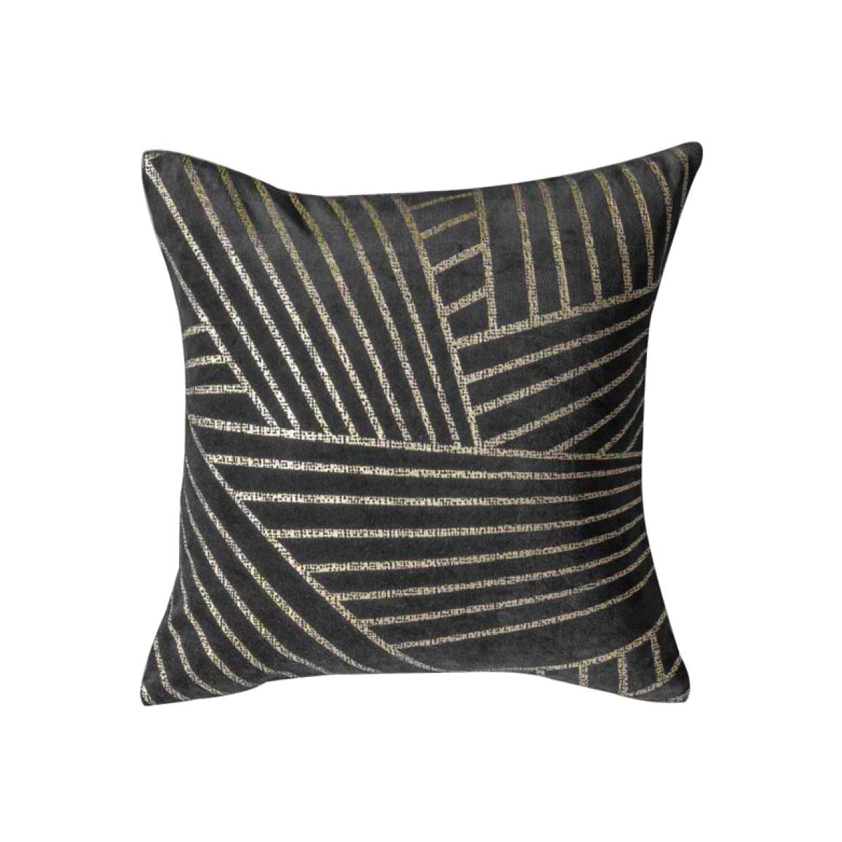Gallery Interiors Velvet Linear Geo Cushion in Grey | Outlet – image 1