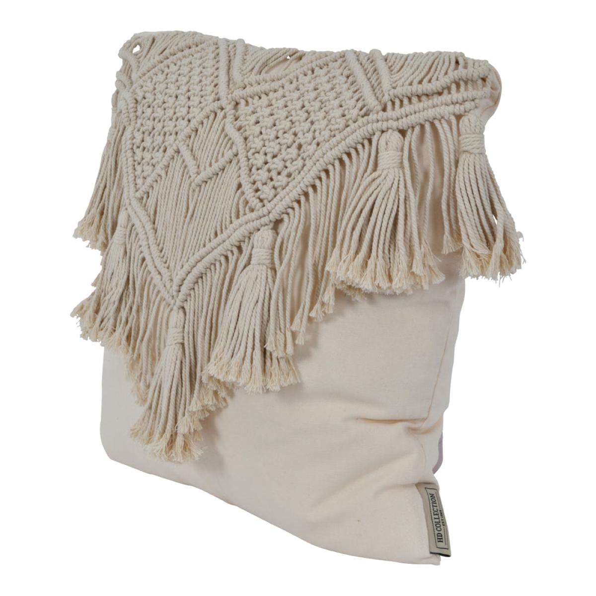 Libra Fringed Macrame Cotton Cushion – image 2