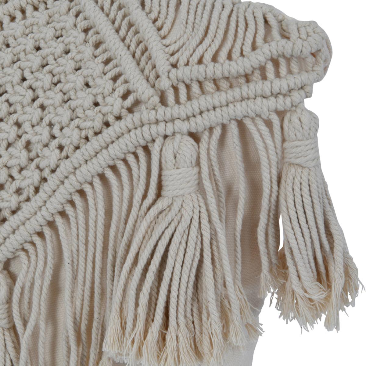 Libra Fringed Macrame Cotton Cushion – image 4