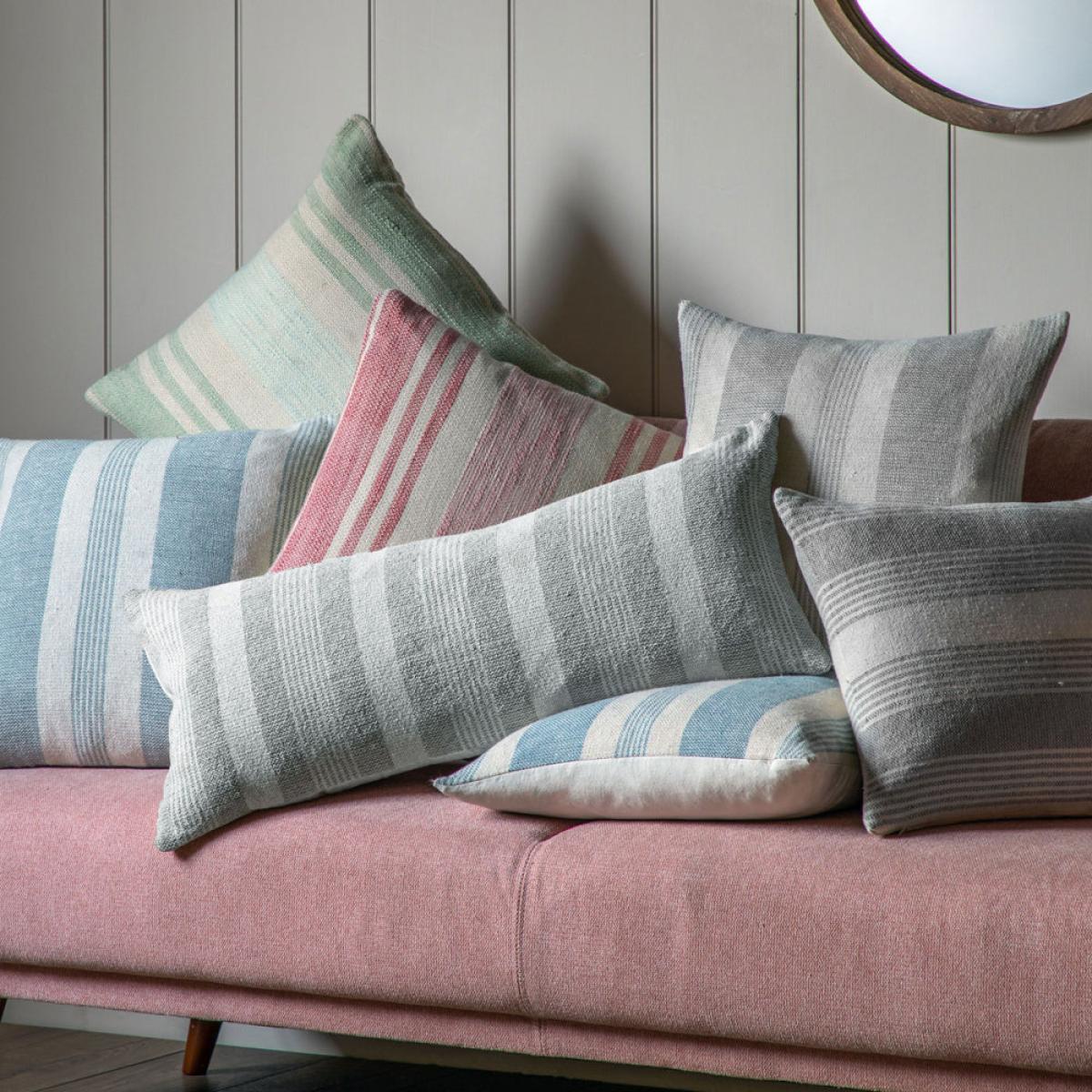 Gallery Interiors Garnette Stripe Rectangle Stripe Cushion Grey – image 2