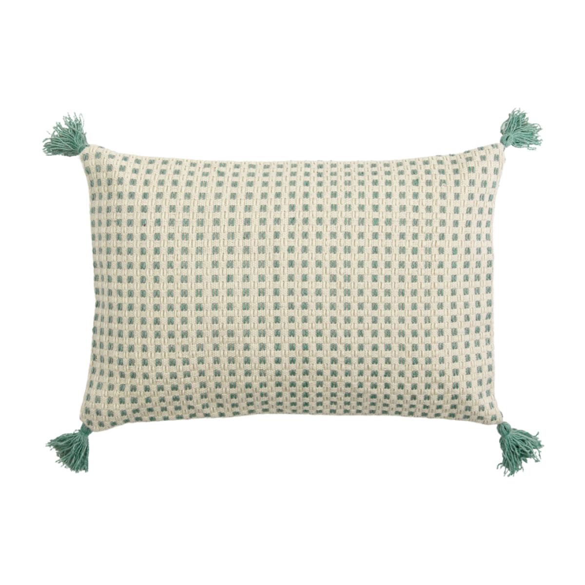 Gallery Interiors Fontana Tassel Cushion Green – image 1