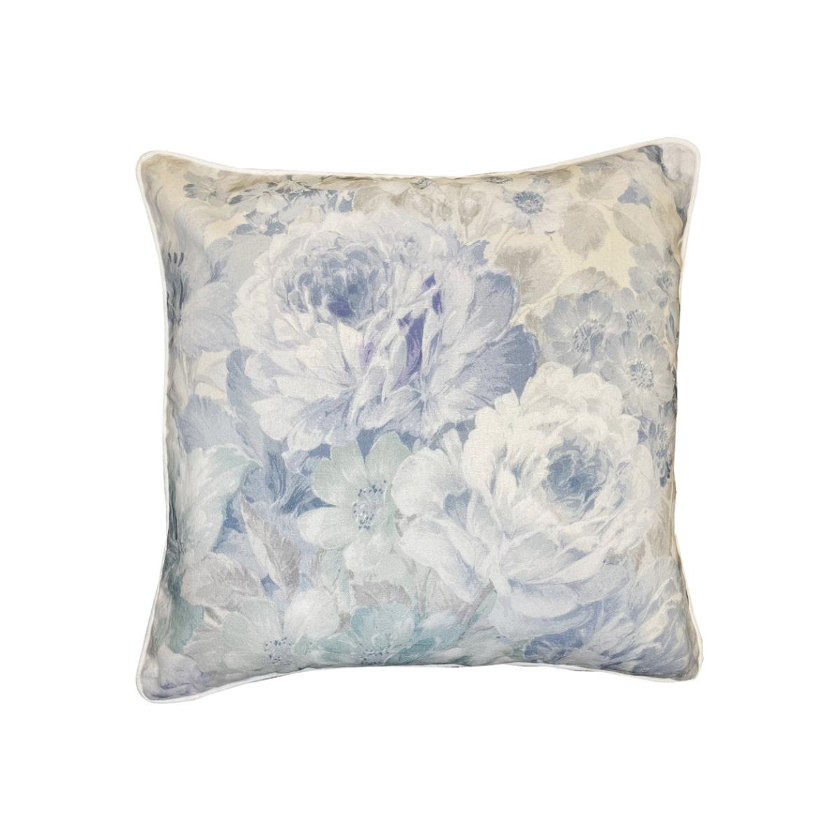 Malini Marchena Cushion in Floral Blue With Stripe Reverse – image 1