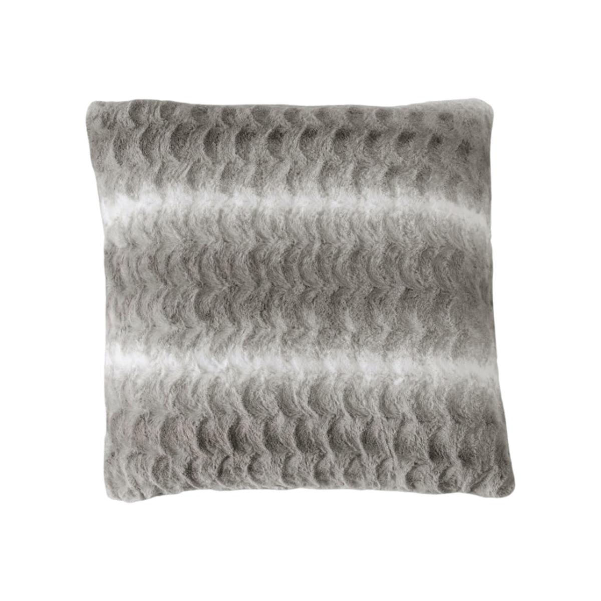 Gallery Interiors Stripe Faux Fur Cushion Grey