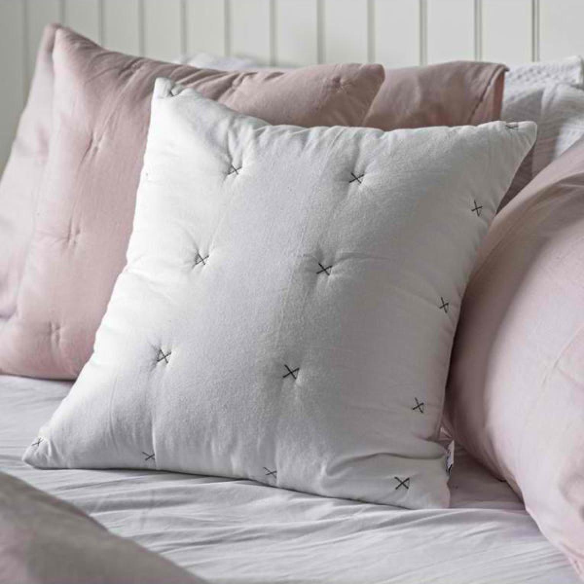 Gallery Interiors Cotton Stitch Cushion in Silver White – image 2