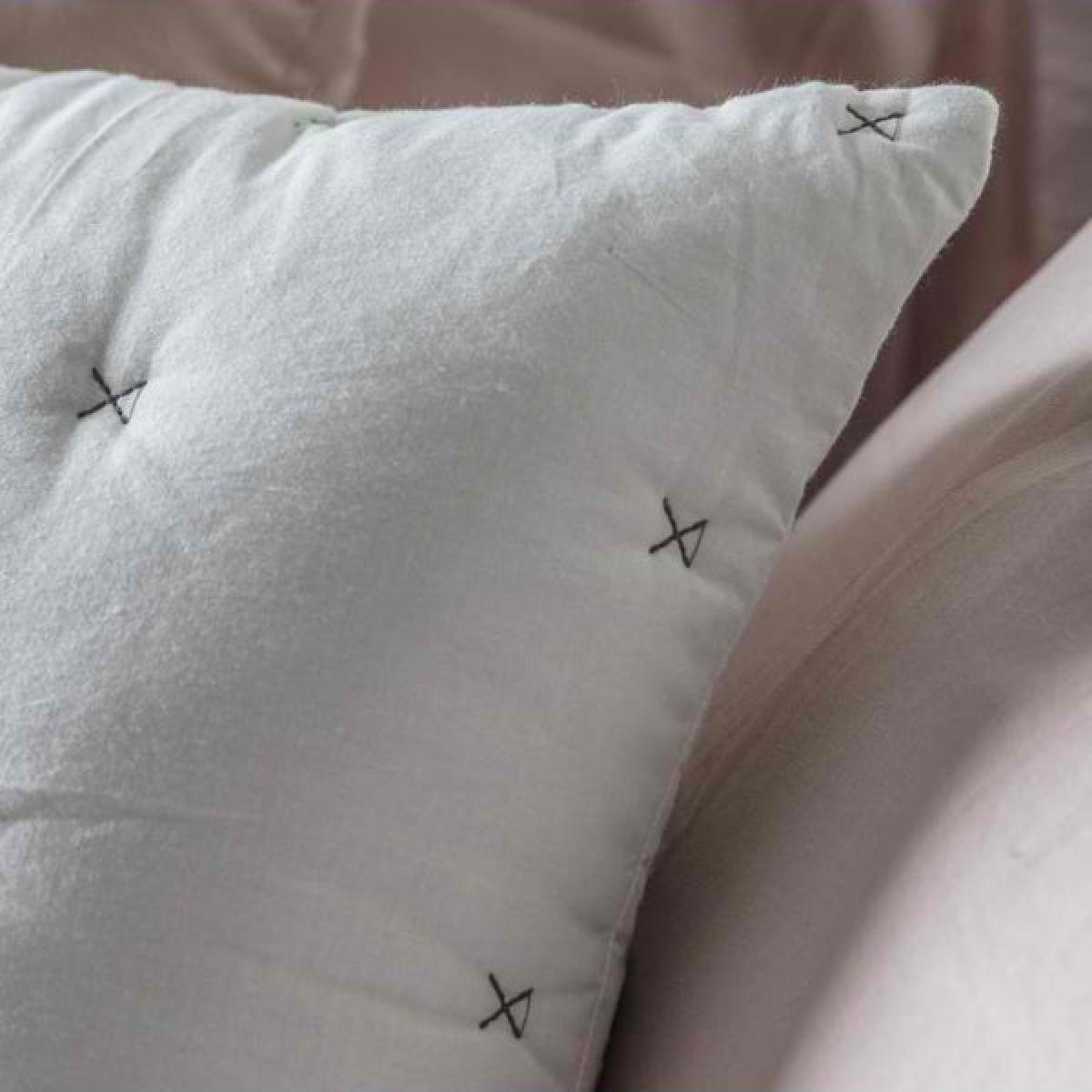 Gallery Interiors Cotton Stitch Cushion in Silver White – image 3