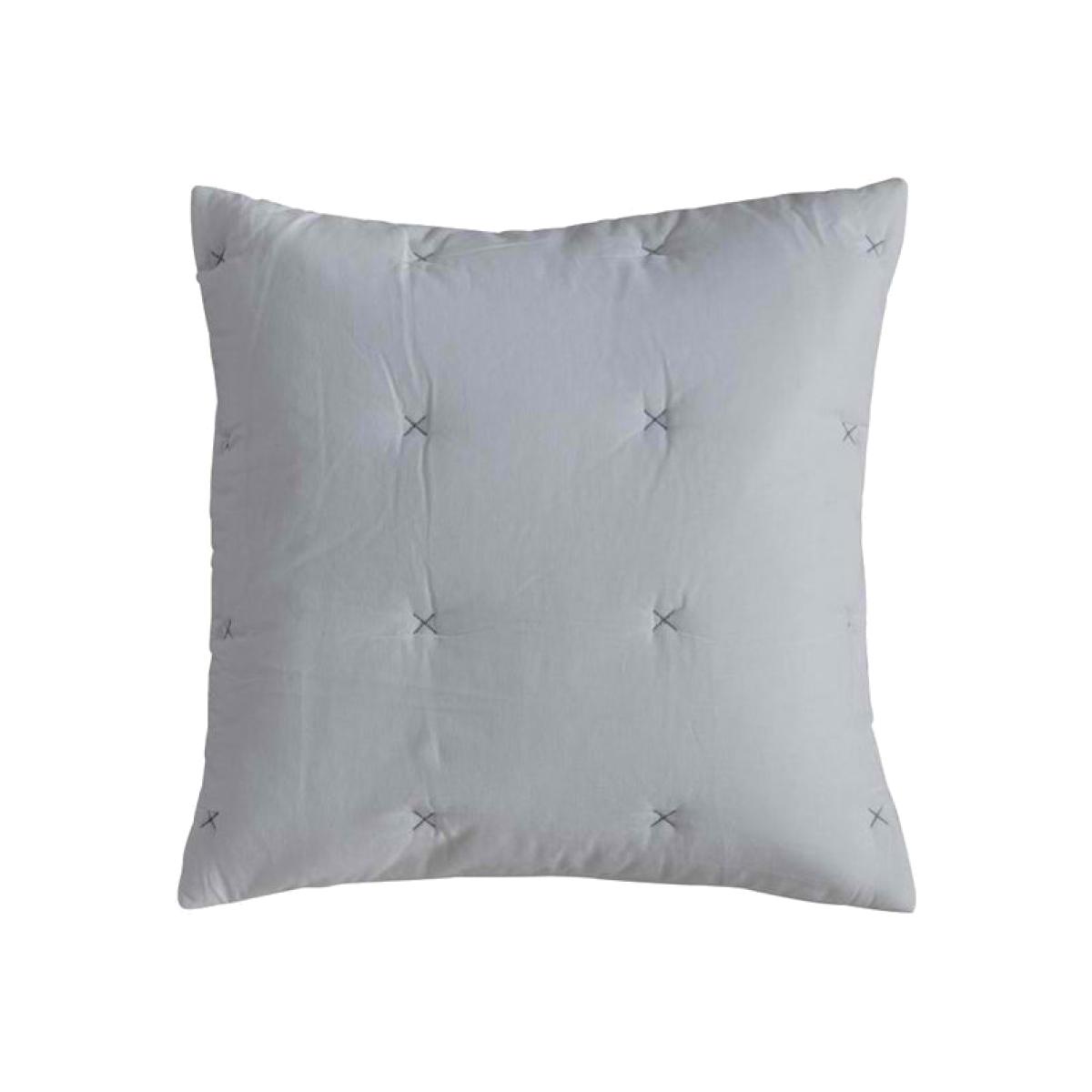 Gallery Interiors Cotton Stitch Cushion in Silver White – image 1