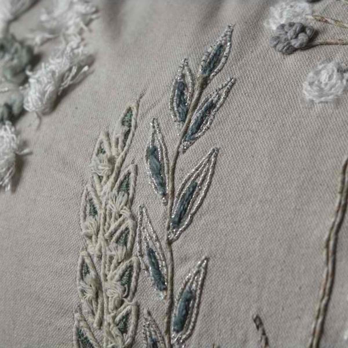 Gallery Interiors Amaryllis Embroidered Cushion | Outlet – image 3