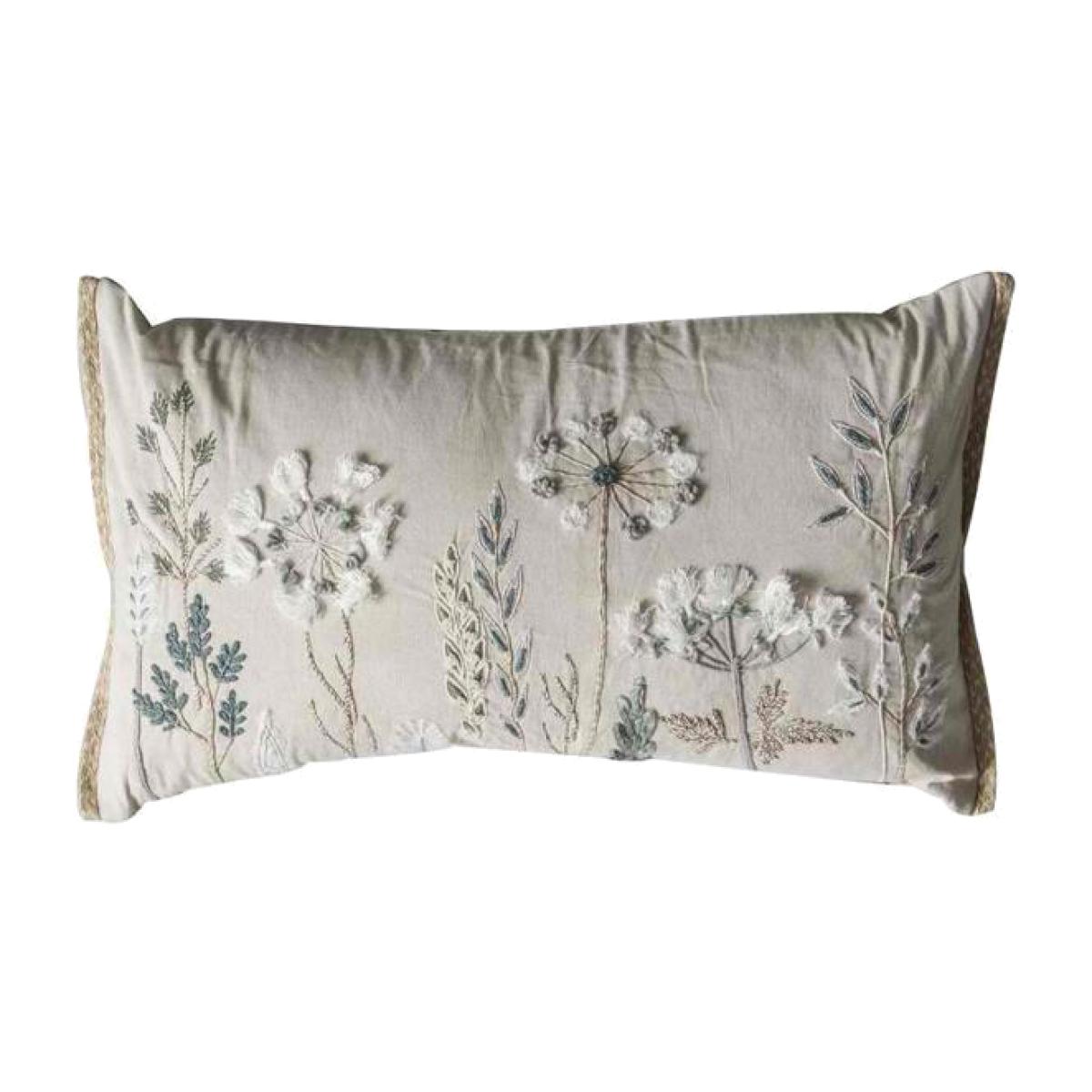Gallery Interiors Amaryllis Embroidered Cushion | Outlet – image 1