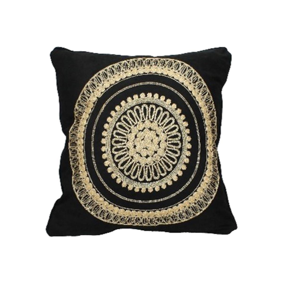 Libra Deco Circular Motif Cushion Cover 45x45cm Black