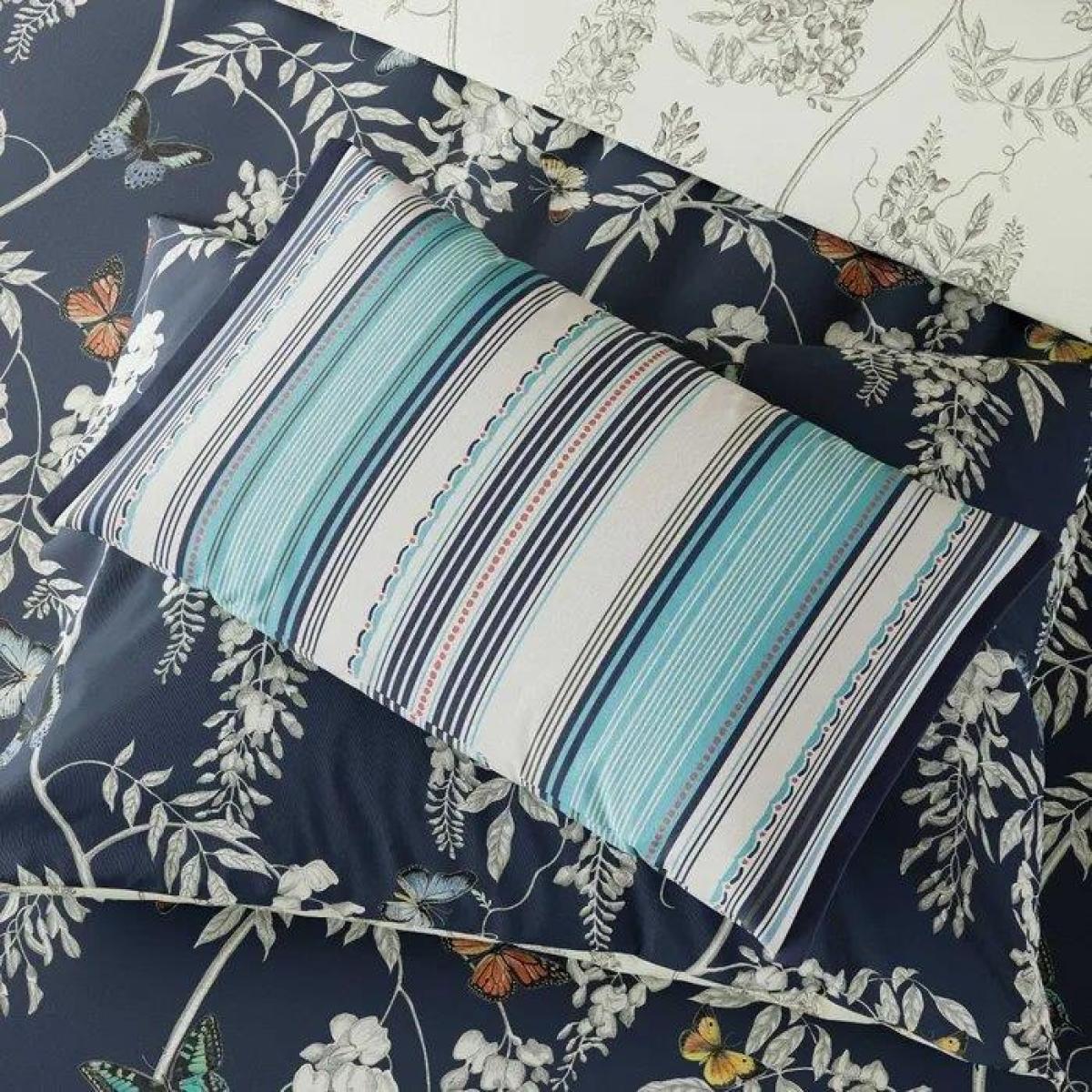 Sanderson Options Wisteria Butterfly Midnight Cushion, Cotton, Striped – image 2