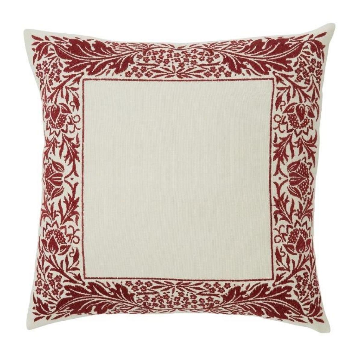 Morris & Co Artichoke Dove Grey & Wine Cushion – image 2