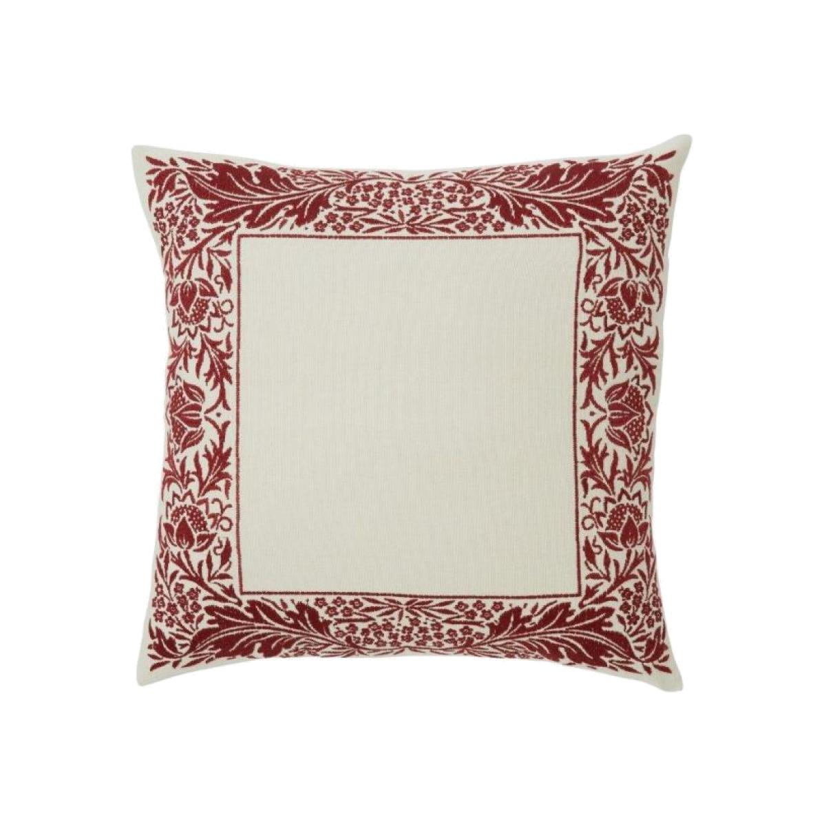 Morris & Co Artichoke Dove Grey & Wine Cushion – image 1