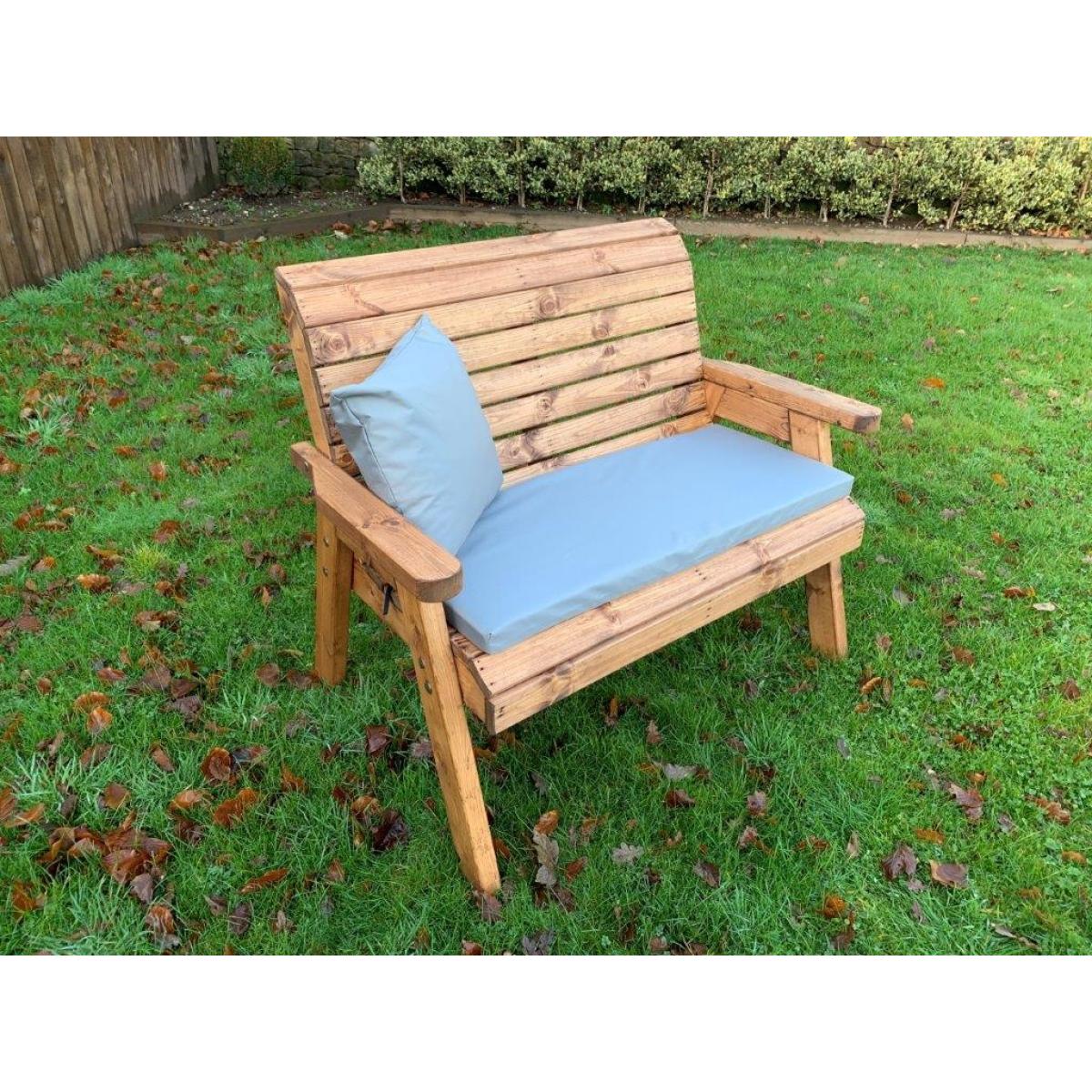 Charles Taylor Traditional 2 Seater Bench with Cushion and Cover - Grey – image 2